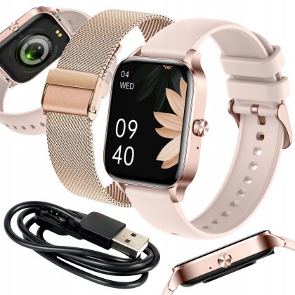 SMARTWATCH ZEGAREK DAMSKI PRO SREBRNY ROZMOWY POWIADOMIENIA DLA KOBIETY PL