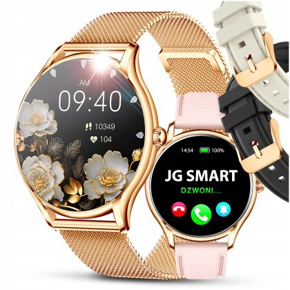 SMARTWATCH DAMSKI ZEGAREK PL MENU POWIADOMIENIA ROZMOWY SMART WATCH 4 PASKI